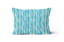 Load image into Gallery viewer, Teal Distressed Stripe Lumbar Throw Cushion Pillow 
