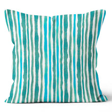 Load image into Gallery viewer, Teal Distressed Stripe Throw Cushion Pillow 
