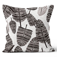 Load image into Gallery viewer, Black and Grey Aztec Leaf Throw Pillow Cushion  18x18 &amp; 20x20 
