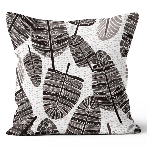 Black and Grey Aztec Leaf Throw Pillow Cushion  18x18 & 20x20 