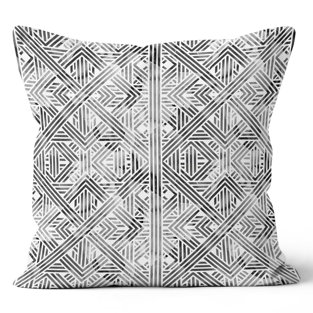 Black Grey Pyramid Stripe Pillow Cover