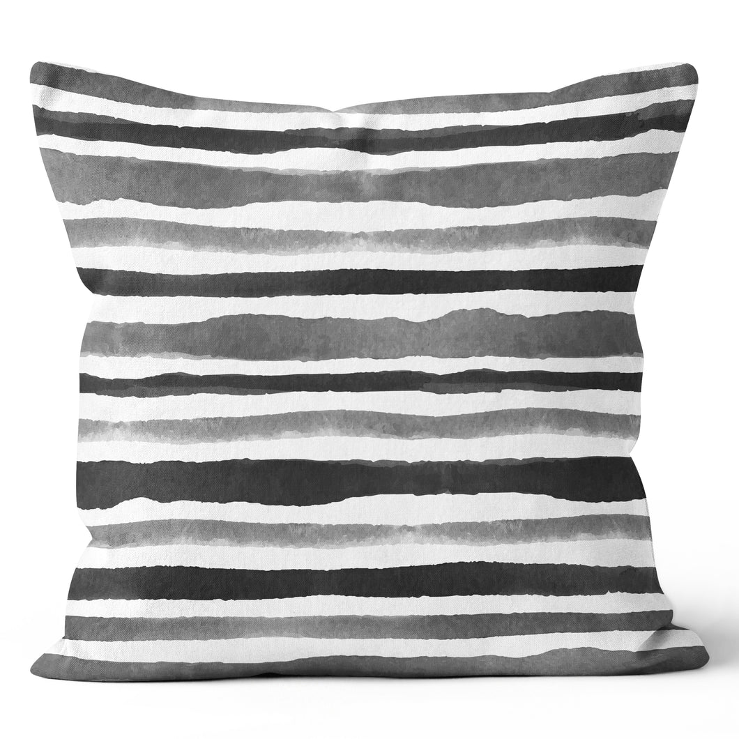 Grey Black Stripe Pillow Cover