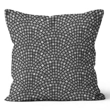 Load image into Gallery viewer, Grey Floral Tile Pillow Cover
