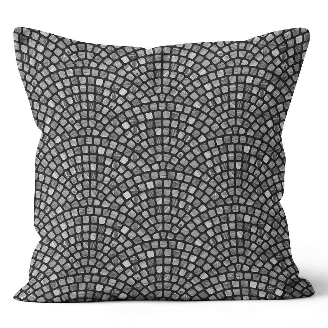 Grey Floral Tile Pillow Cover
