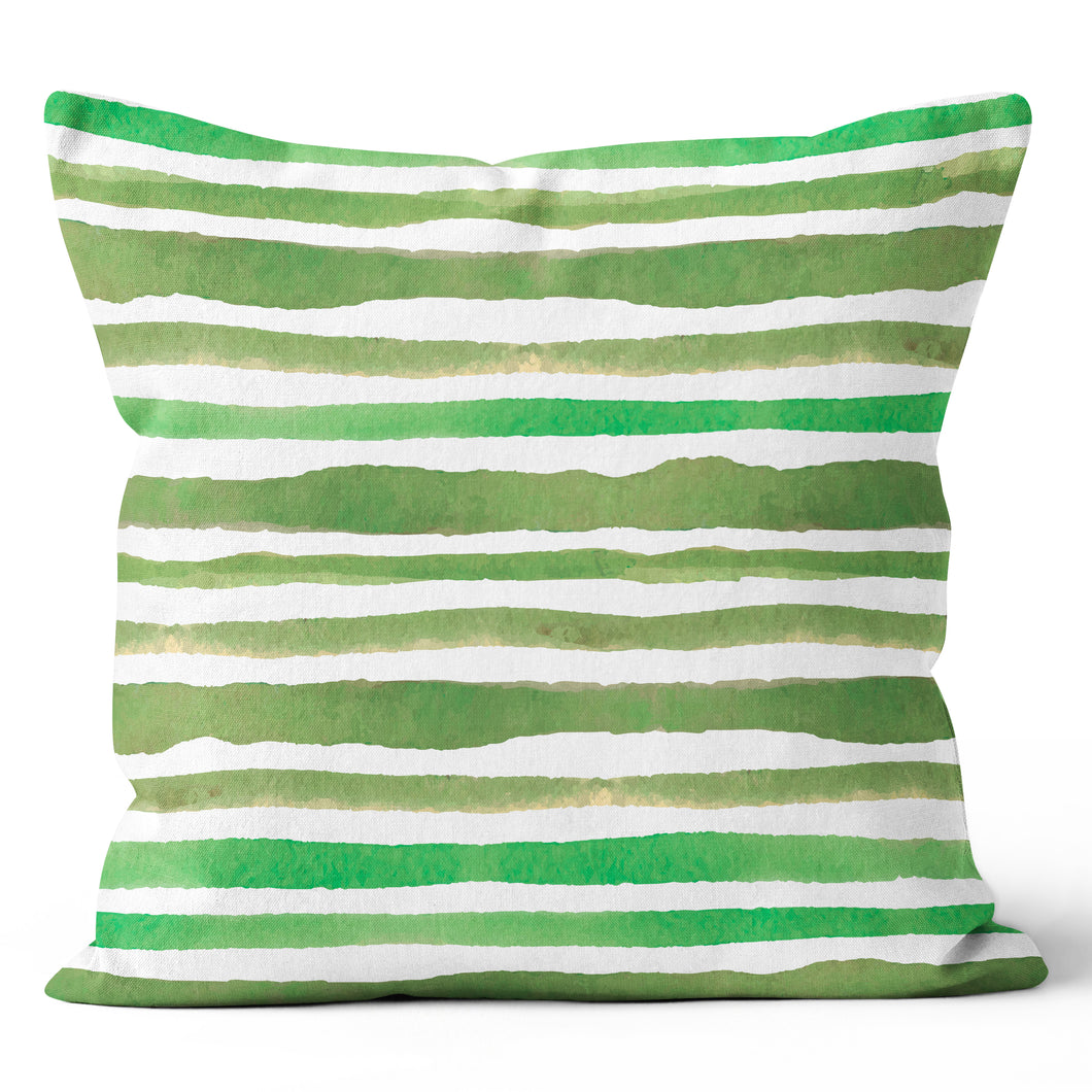 Green Choppy Stripe Pillow Cover
