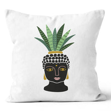 Load image into Gallery viewer, 2 in 1 Lady Cactus White, Black, Green, Yellow &amp; Pink Throw Pillow Cushion 20x20 18x18 
