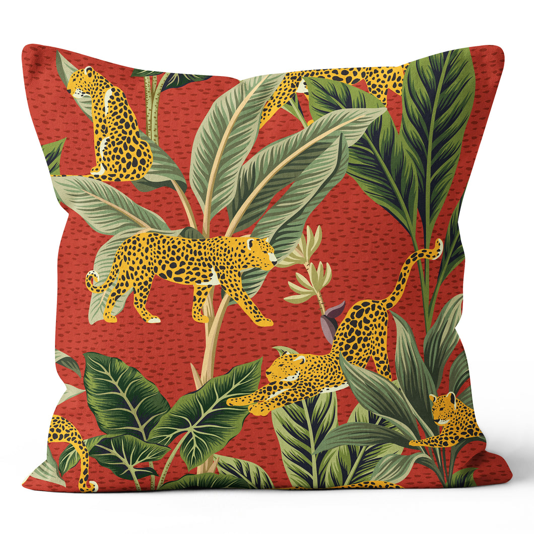 Red Jungle Pillow Cover