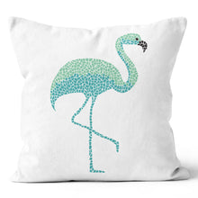 Load image into Gallery viewer, Blue Green Tile Flamingo Pillow 
