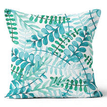 Load image into Gallery viewer, Leafy Blue Green Pillow 
