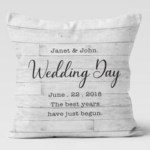Load image into Gallery viewer, Wedding Day, Personalized Custom Throw Cushion 18x18 &amp; 20x20 
