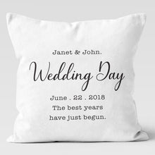 Load image into Gallery viewer, Wedding Day, Personalized Custom Throw Pillow 18x18 &amp; 20x20
