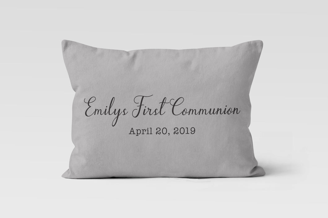 First Communion Lumbar, Personalized Custom Pillow Cover