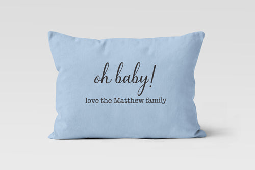 Blue Oh Baby Multiples Custom Personalized Lumbar Pillow 