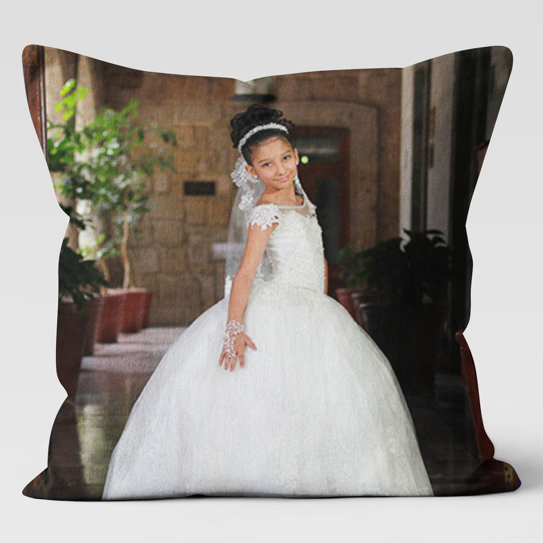 First Communion Custom Personalized Photo Throw Pillow Cushion
